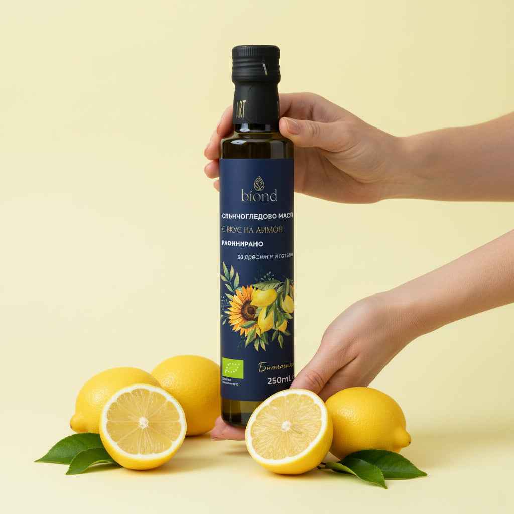 Био рафинирано слънчогледово масло с вкус на лимон