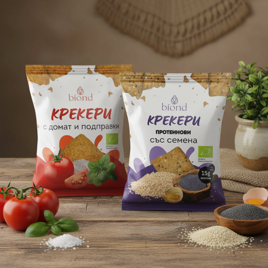 Биологични протеинови крекери със семена