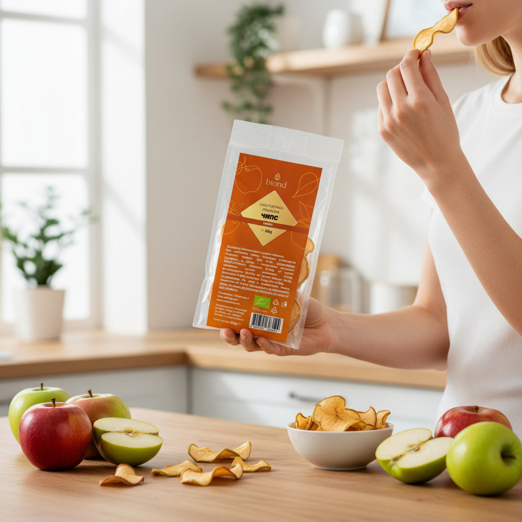 Биологичен ябълков чипс 50гр.