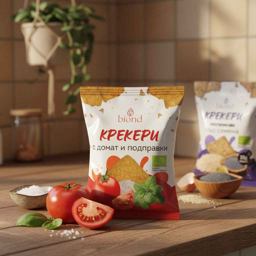 Биологични крекери с домат и подправки
